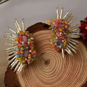 Handmade Beaded Statement Earrings